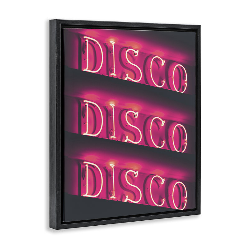 «Pink Disco Neon» par Daphne Polselli, Cadre flottant noir de jais, H 21 po x l 17 po