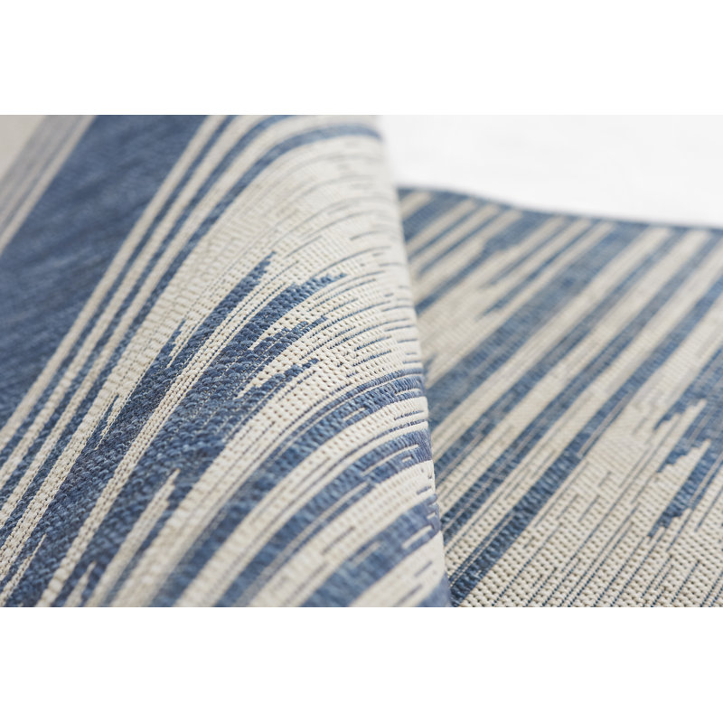 Tapis intérieur / extérieur bleu / beige Hadlee, Rectangle 5 pi 3 po x 7 pi
