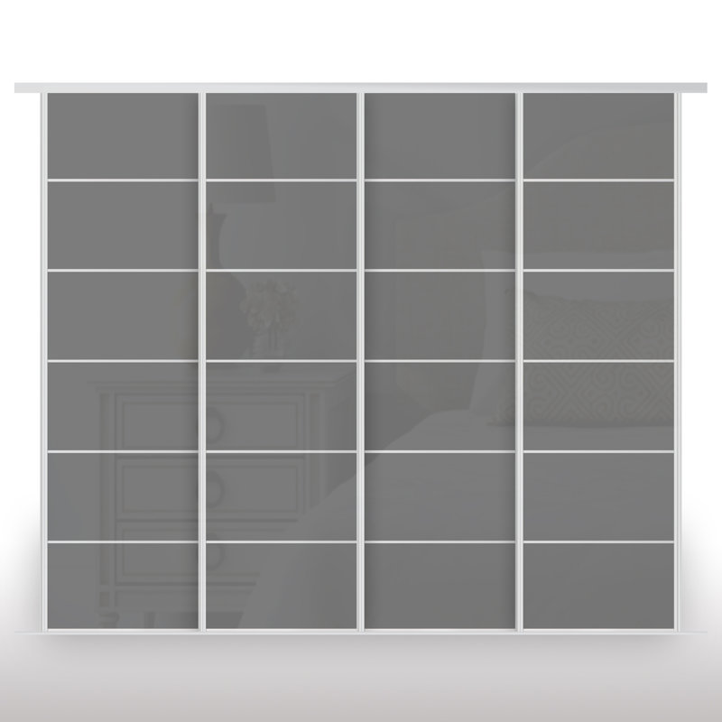 Avinaash 4 Door Wardrobe, 243cm H x 245cm W x 8.2cm D, Dark Grey