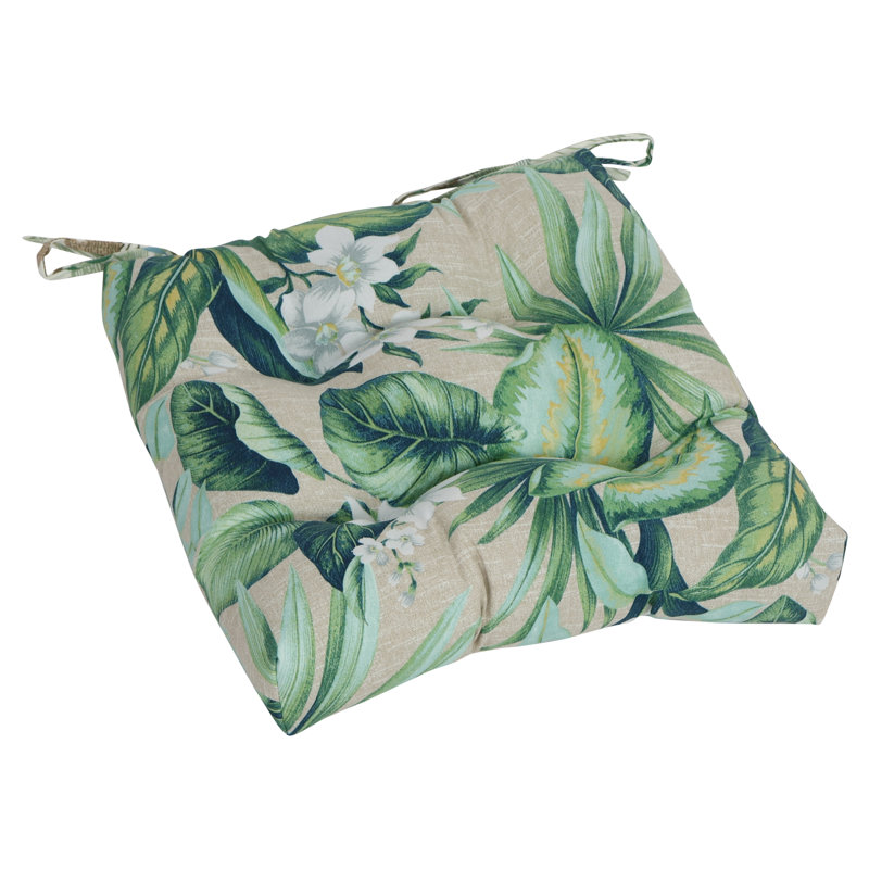 Outdoor 3.5'' Seat Cushion, Beige/Green Floral