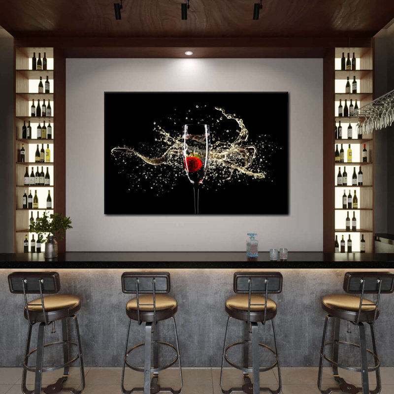 Éclaboussure de champagne sur toile, H 8 po x l 12 po x P 1 po