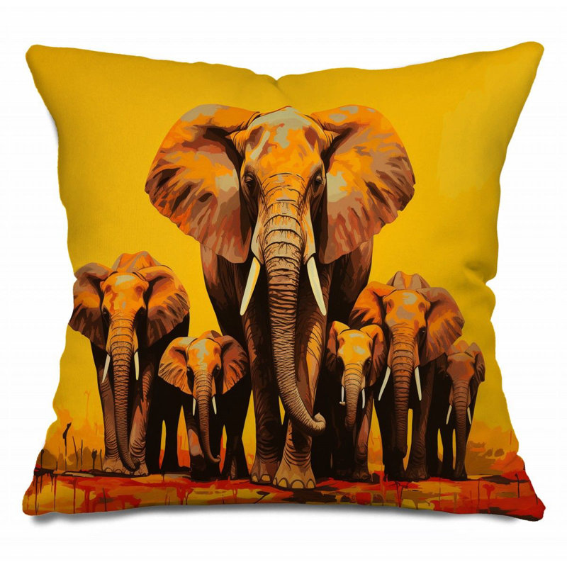 Coussin Elephant, H 20 po x l 20 po