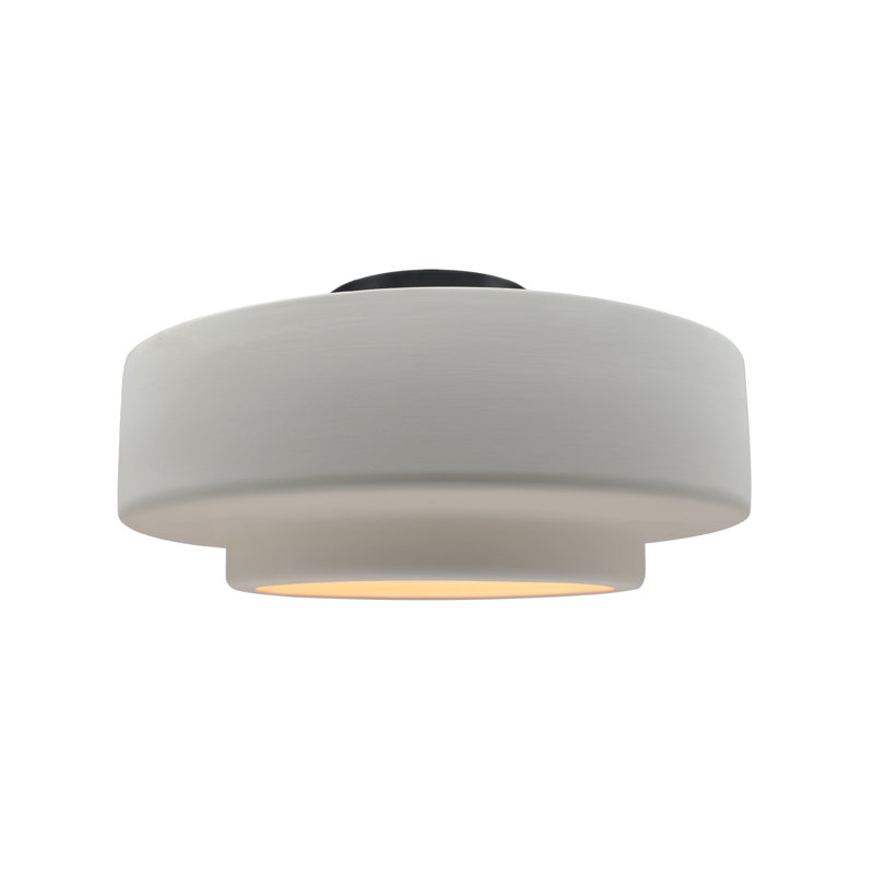Plafonnier semi-encastré Radiance, H 7,25 po x l 14,5 po x P 14,5 po, Bisque, Noir mat