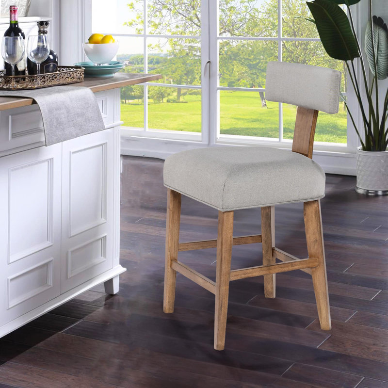 Thalia T-Back Counter Stool with Fully Upholstered Cushion, Counter Stool (24" Seat Height)