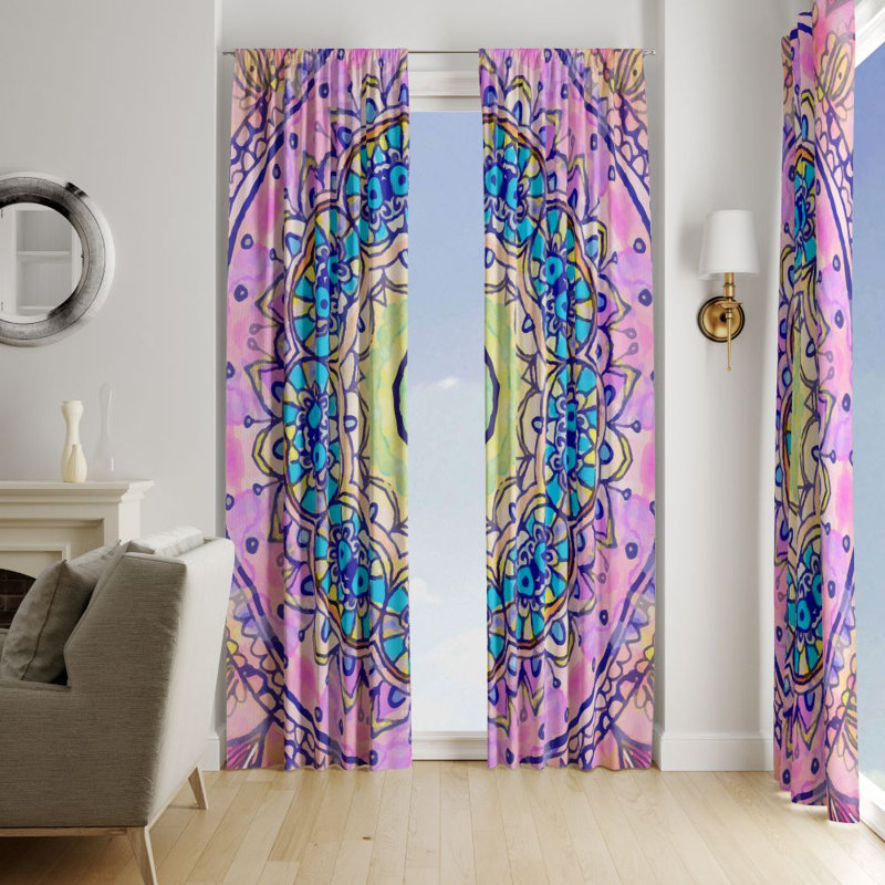 Panneaux de rideaux géométriques semi-transparents, L 20 po x L 61 po