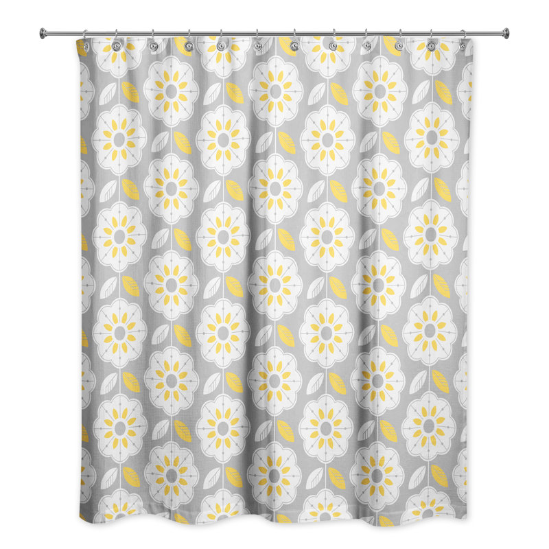 Rideau de douche simple à motif floral, Gris