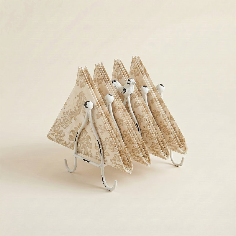 Porte-serviette en métal pour oiseaux, White