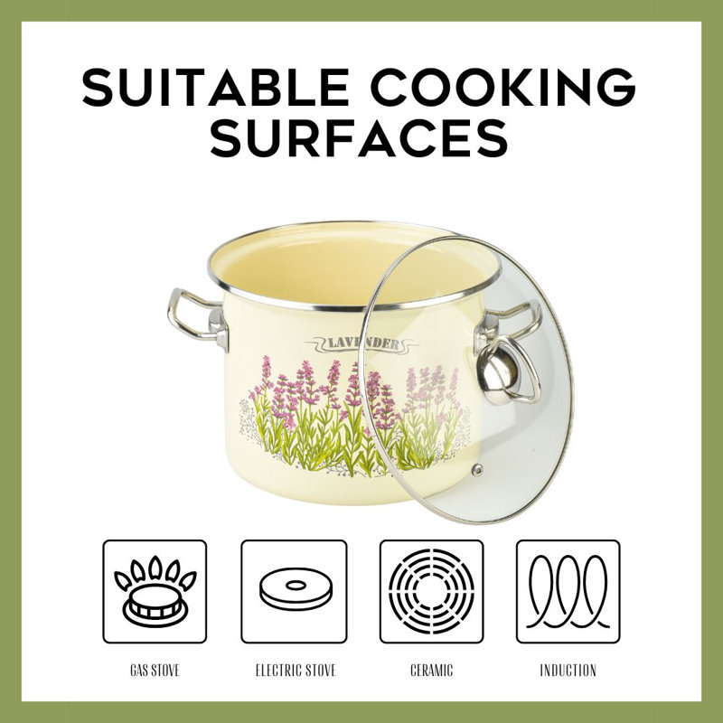 Lavender Fields Enamel Pot with Glass Lid