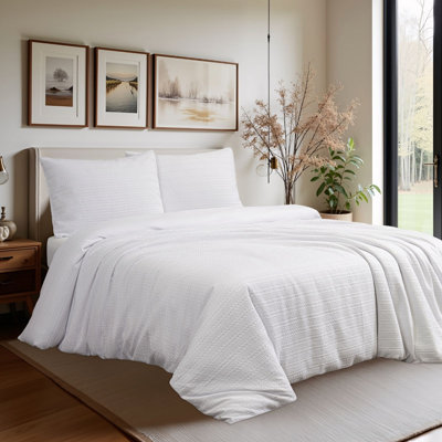 Waffle Stripe 3-Piece Duvet Cover Set