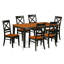 Ensemble de salle à manger 7 pièces comprenant une table rectangulaire à rallonge papillon et 6 chaises en bois, de couleur babeurre et cerisier.-31152917-133654159