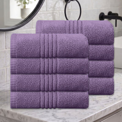 Ensemble de serviettes de bain 100% coton 100% coton zéro torsion Robbs Home Weavers 500GSM, 16 po x 24 po (8) (8 serviettes à main), mauve
