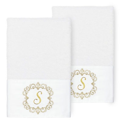 Winston Porter 100% Turkish Cotton MONICA 2PC Embellished Hand Towel Set