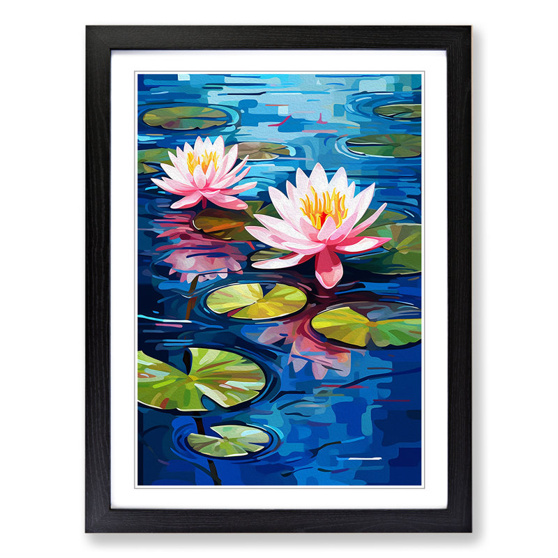 Water Lily Dadaism Art - Framed Print, Black Framed, 64cm H x 46cm W