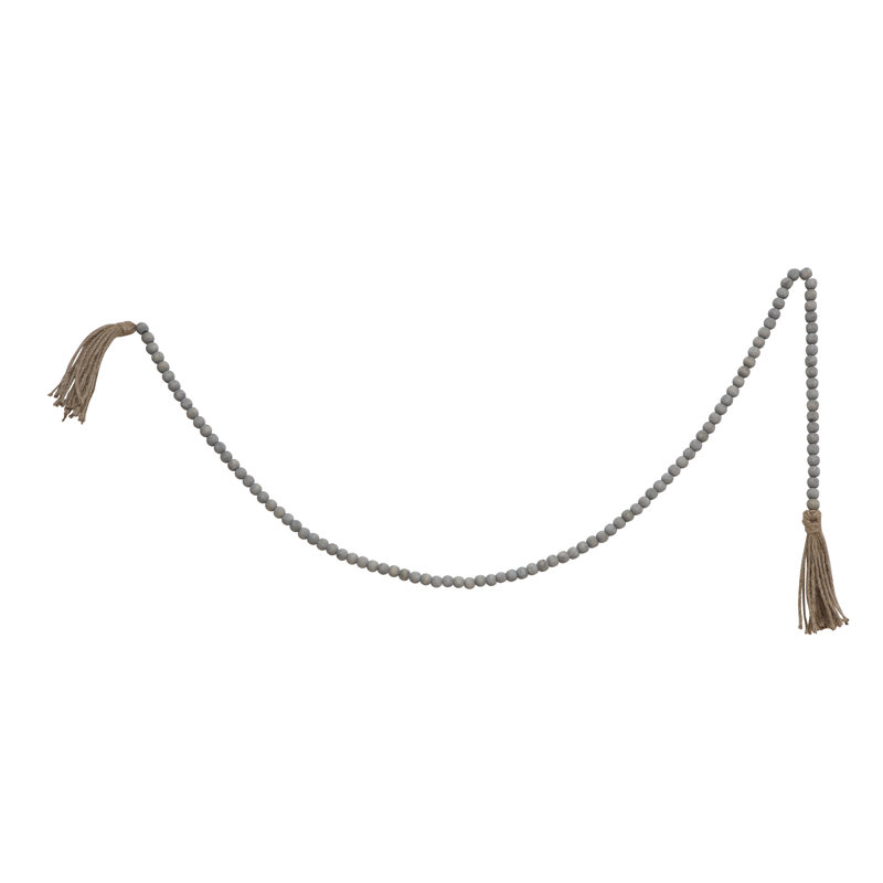 Guirlande en jute et perles de bois avec pampilles