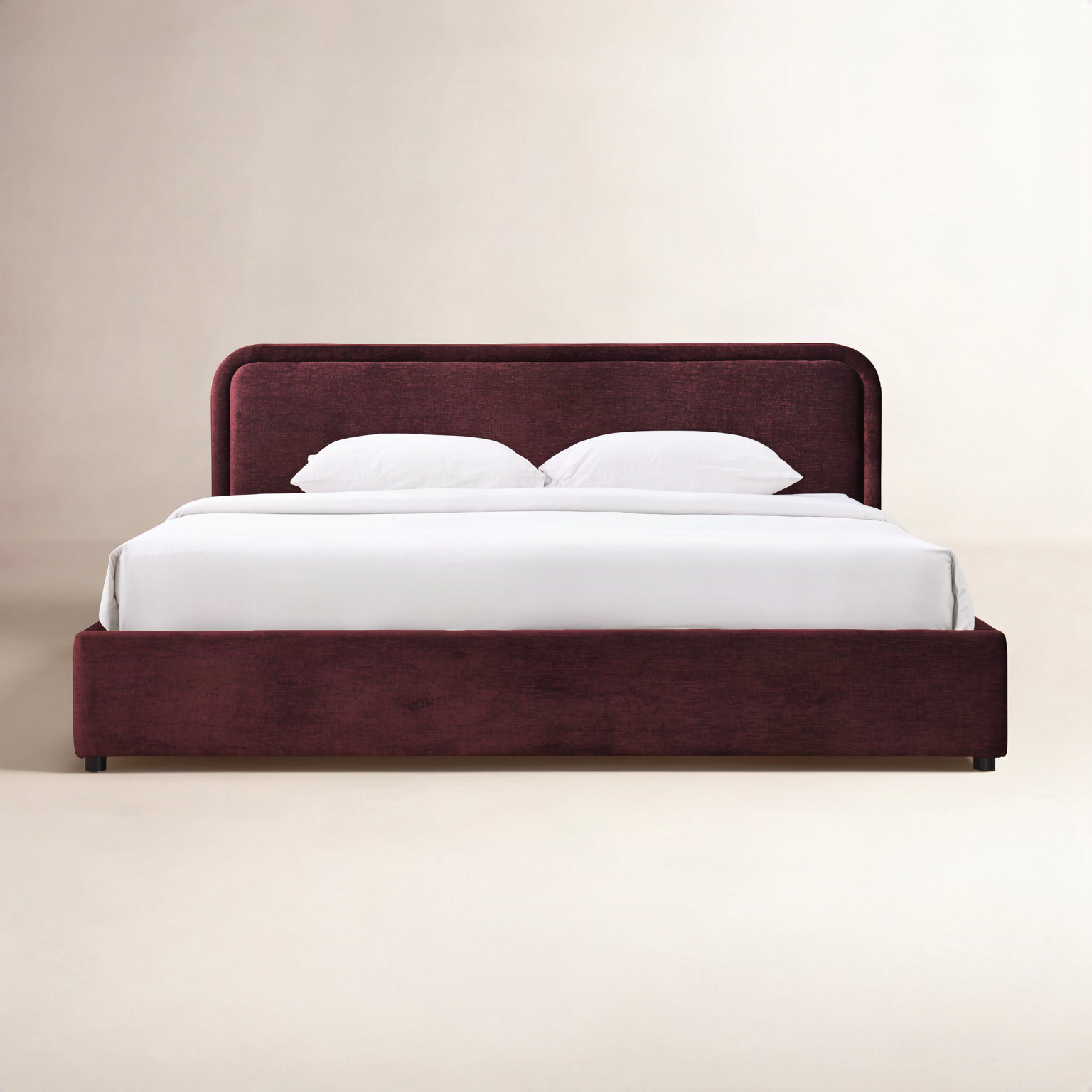 Baneza Platform Bed, King, Burgundy