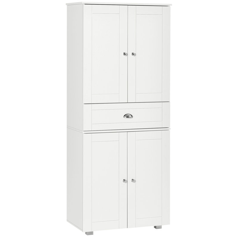 Armoire de cuisine 72 po sur pied avec 2 grandes armoires à double porte et 1 tiroir central, blanc
