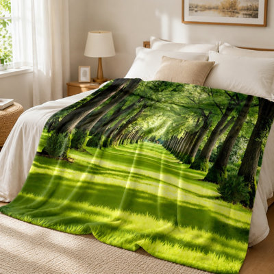 Jeté vibrant pour tunnel, luxuriant sentier vert, paysage extérieur, literie douillette pour canapé, canapé, chambre, salon, décoration de la maison