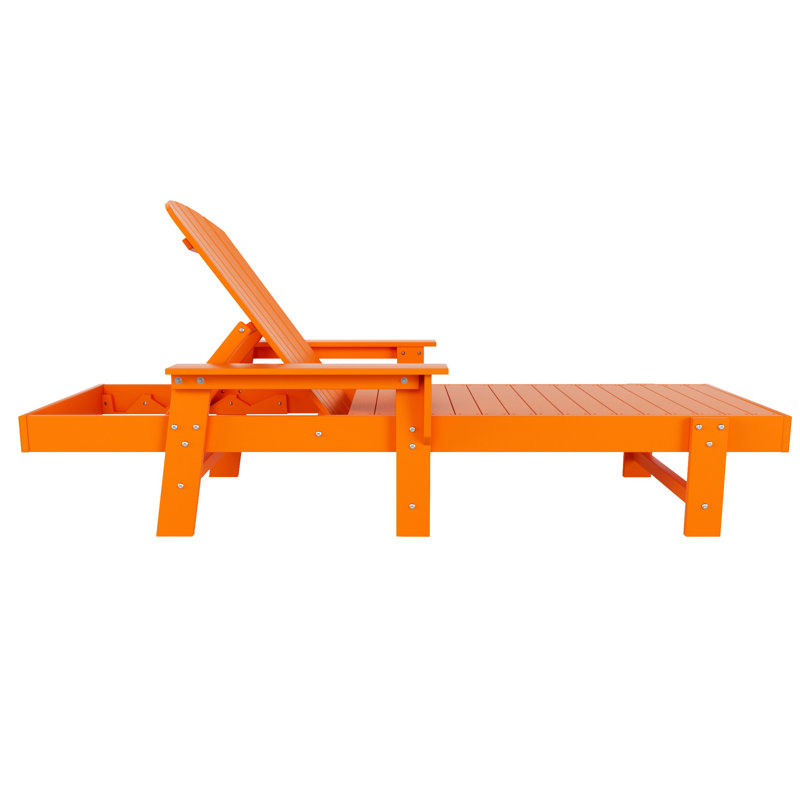 Altura 77.6" Long Outdoor All-Weather Poly Reclining Single Chaise, Orange