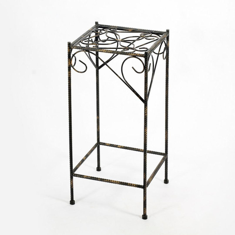 Large Celtic Clover Square Metal Plant Stand, 26" H x 12.5" W x 12.5" D