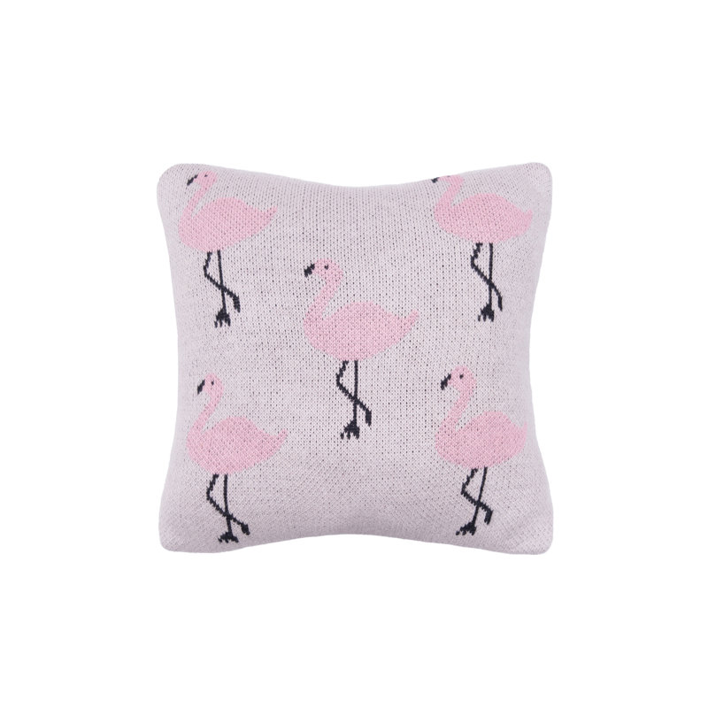 Pink Cotton Flamingo Knitted Petite Throw Pillow