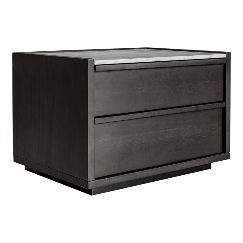 2 - Drawer Nightstand in Dark Grey, Light Gray/Dark Brown