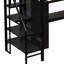 Lit mezzanine simple en métal avec bureau, tablette, grande armoire et escalier de rangement noir - un choix élégant pour une expérience spacieuse et confortable-150967461