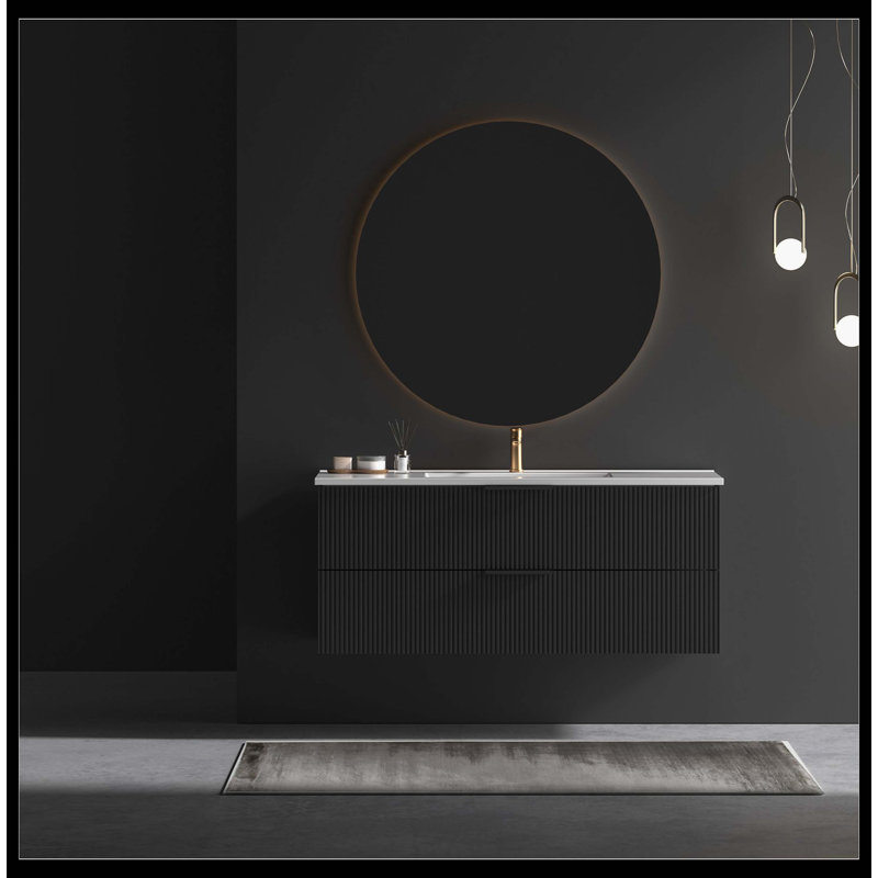 Meuble-lavabo mural 48 po avec lavabo et tiroirs en céramique