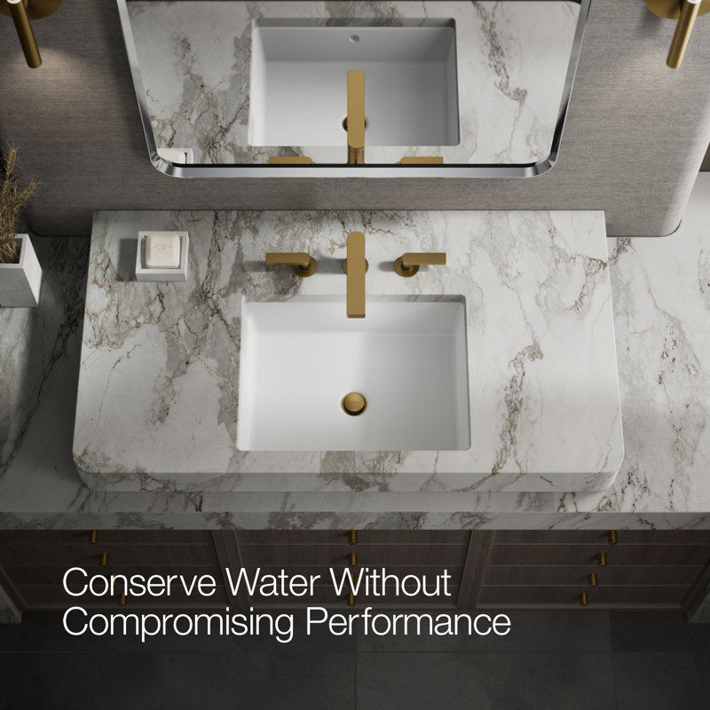 Composed Widespread Bathroom Faucet with Drain Assembly, Brushed Brass