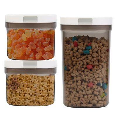 3PCS Food Storage Containers Set With Scoop, Airtight Kitchen Canister For Coffee Bean, Flour, Sugar, Coffee Grounds, BPA Free Kitchen And Pantry Orga
