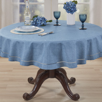 Solid Textured Tablecloth with Clean Drape, Minimal Decorative Edge, and Versatile Styling for Dining and Entertaining, 60"