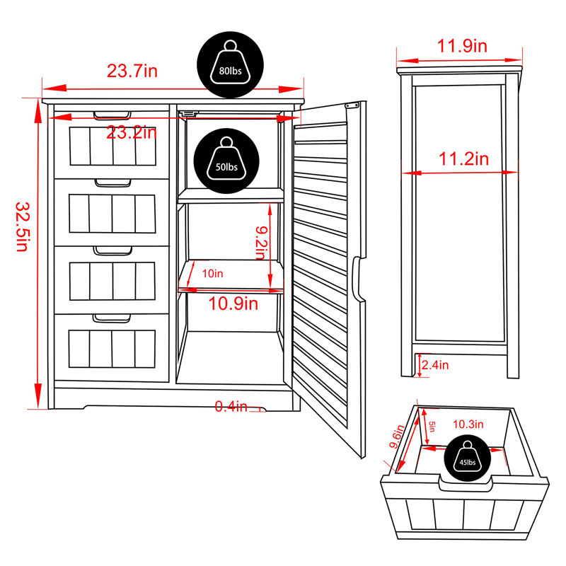 Donnell Freestanding Bathroom Cabinet