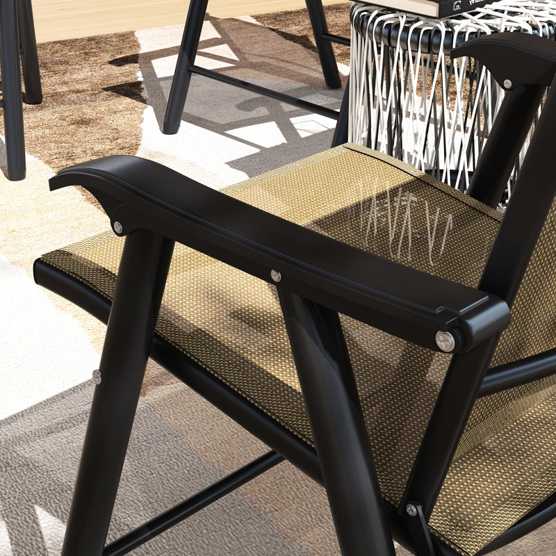 4Pcs Patio Folding Chairs , Stackable Outdoor Dining With . Lightweight For Lawn, Camping, Beach. Metal Frame, No Assembly, Mixed Brown  4Pcs , Lightweight, Portable Dining, Hint