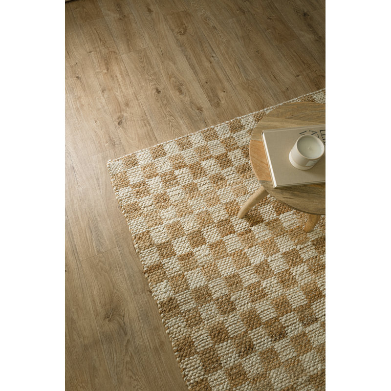 Merrisa Jute Checker Area Rug, Rectangle 160 x 230 cm, Beige