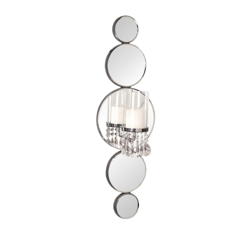 Silver and Clear Modern Bling Mirrored Wall Sconce