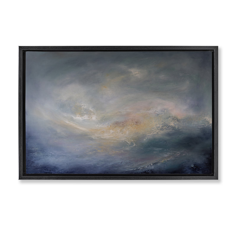  «Swirling Abstract Clouds» par Lydia Orange, Cadre flottant noir de jais, H 17 po x l 25 po
