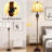 Vintage Floor Lamp For Living Room And Bedroom, Traditional Farmhouse Tall Standing Lamp With White Fabric Shade, Mid-Century Antique Rustic Pole Lamp For Reading And Home Decor