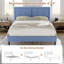 Base de lit grand format Kempst, cadre de lit plateforme grand rembourré avec tête de lit capitonnée à hauteur réglable, sommier robuste avec lattes de bois, aucun sommier requis, rangement sous le lit-63251647-91763213