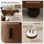 Table basse ronde de 35,43 po, plateau en pierre et tiroir de rangement, style Mid-Century moderne, pieds en boule noir mat et rangement de tiroir caché