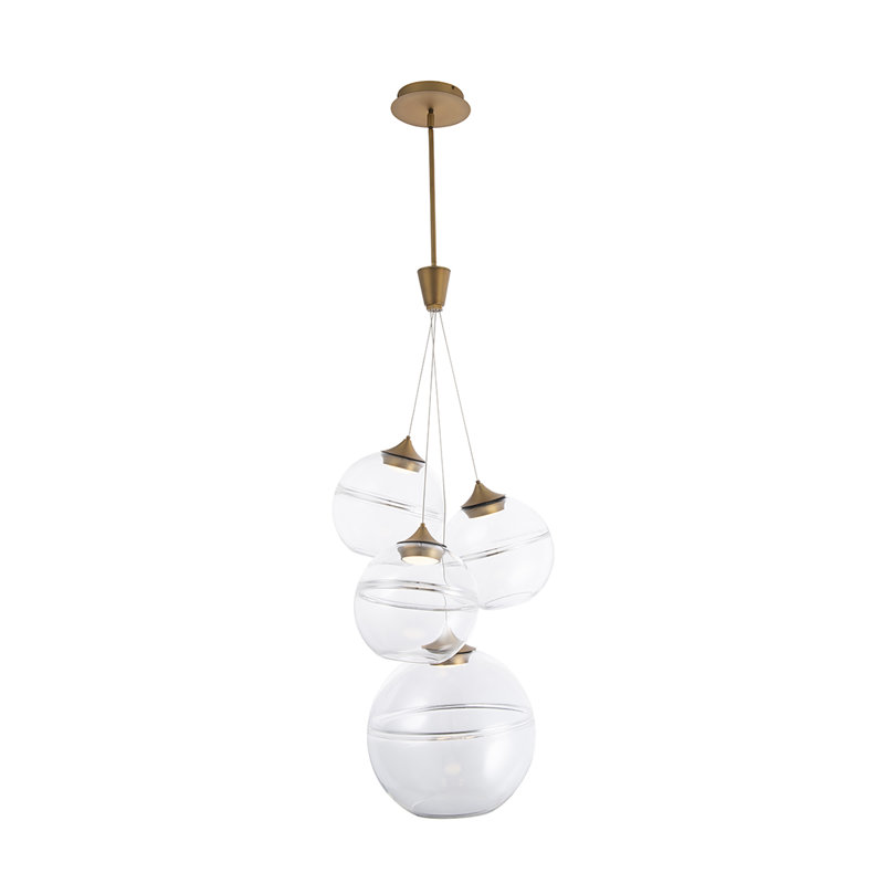 Bistro Dimmable LED Globe Pendant With Unique Hand-Crafted Shade, 3000K, 24" H x 24" W x 45" D