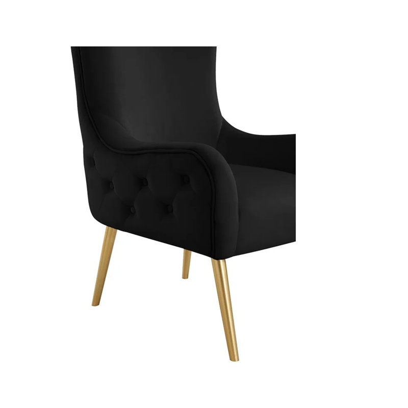 Marjorie High Back Velvet Arm Chair , Black Velvet