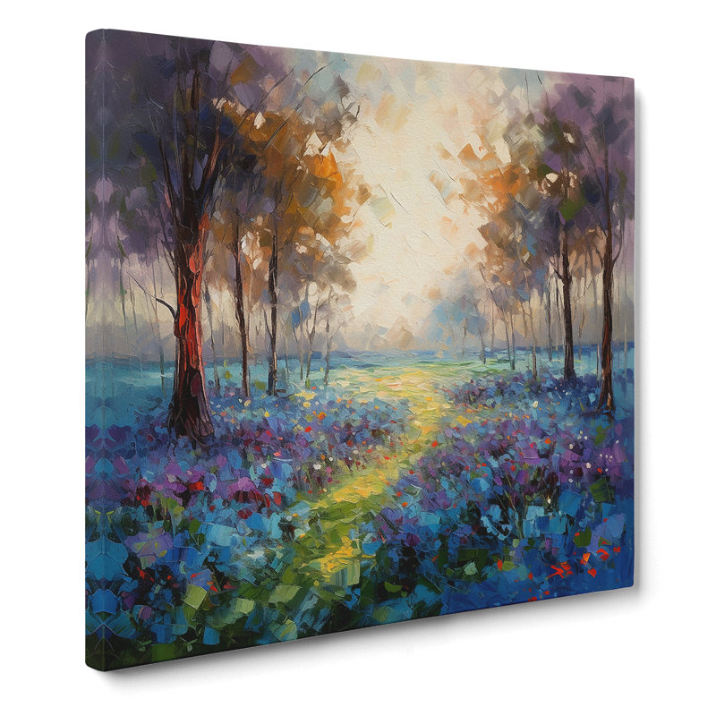 Bluebell Field Palette Knife Painting No.3 - Print, 50cm H x 50cm W x 3cm D