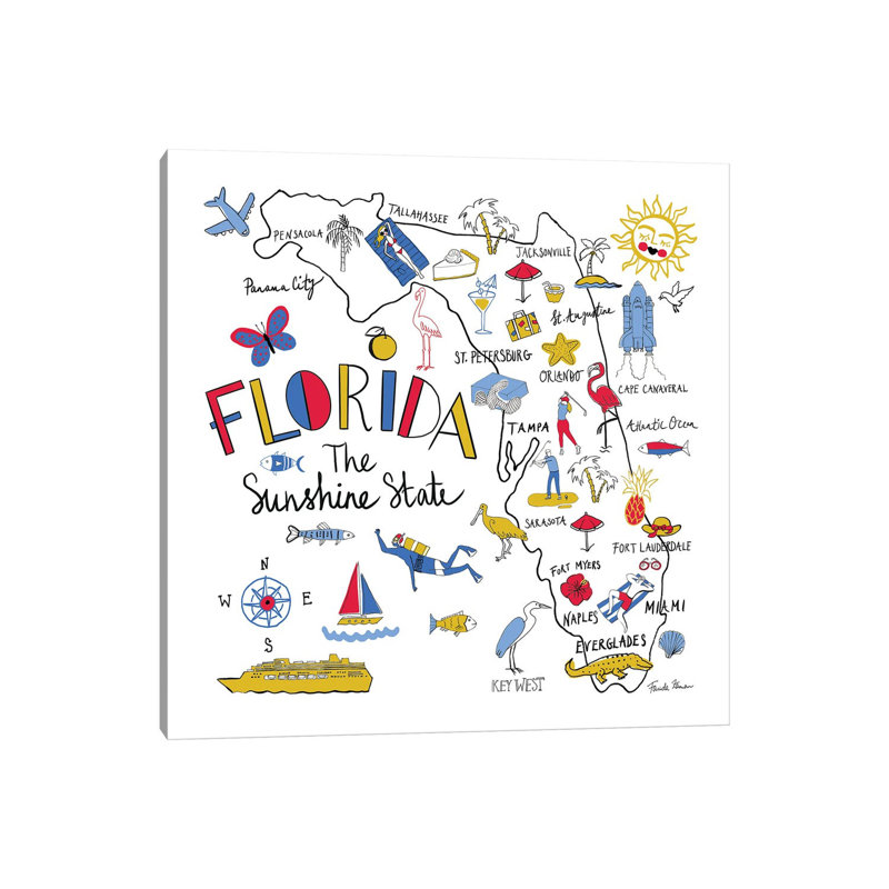 Florida by Farida Zaman - Wrapped Canvas Painting, 30.48 cm H x 30.48 cm W
