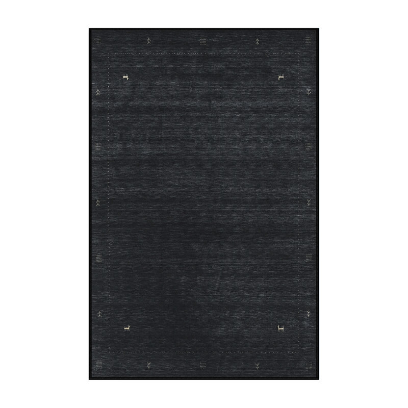 Tapis de zone noire contemporaine, Rectangle 5 pi x 7 pi