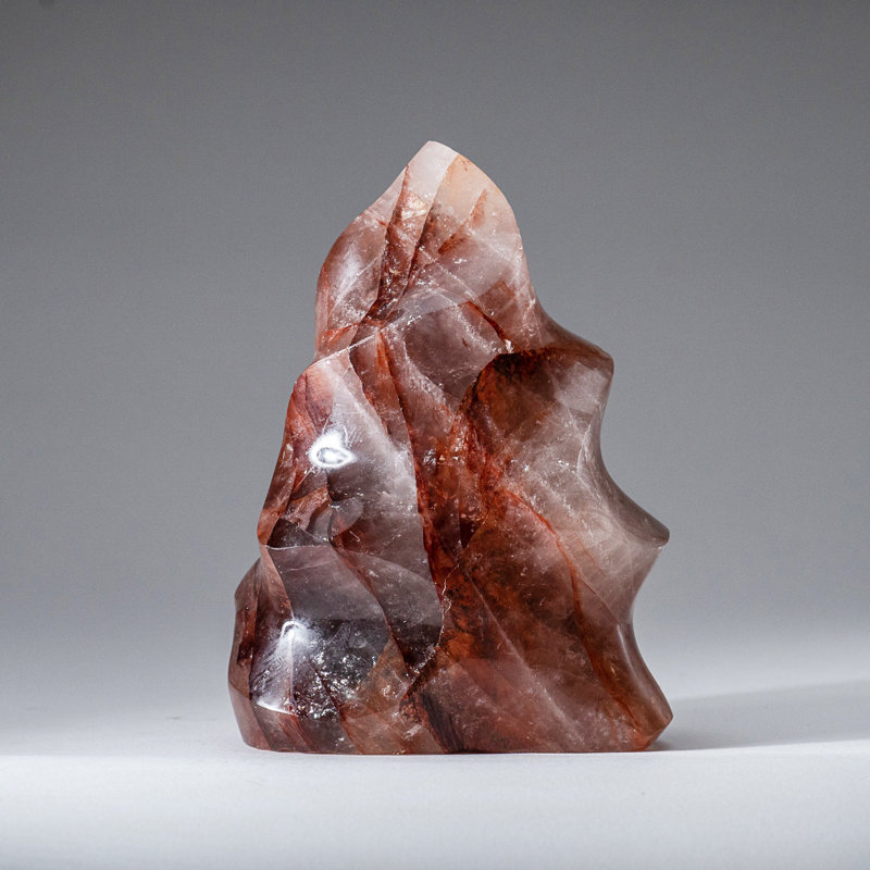 Forme libre de flamme véritable quartz poli fraise (1,7 lb)