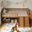 Lit mezzanine simple simple avec tablettes de rangement, glissade et échelle d'escalade-645214022