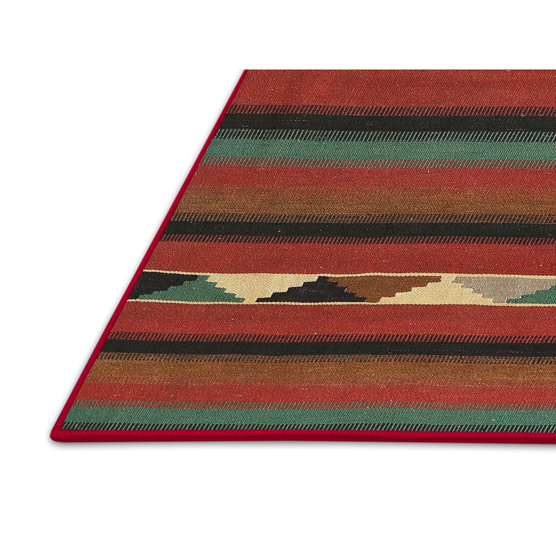 Tapis contemporain rouge / noir / vert, Rectangle 5 pi x 8 pi
