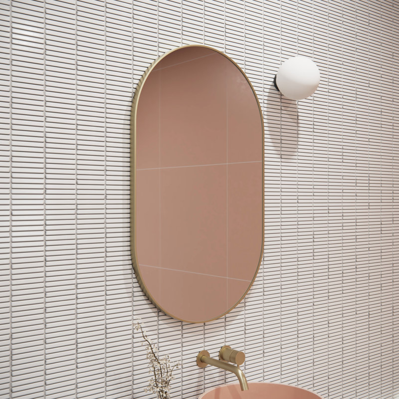 Modern & Contemporary Accent Bathroom / Vanity Dresser Mirror, Satin Brass, 36" x 22"