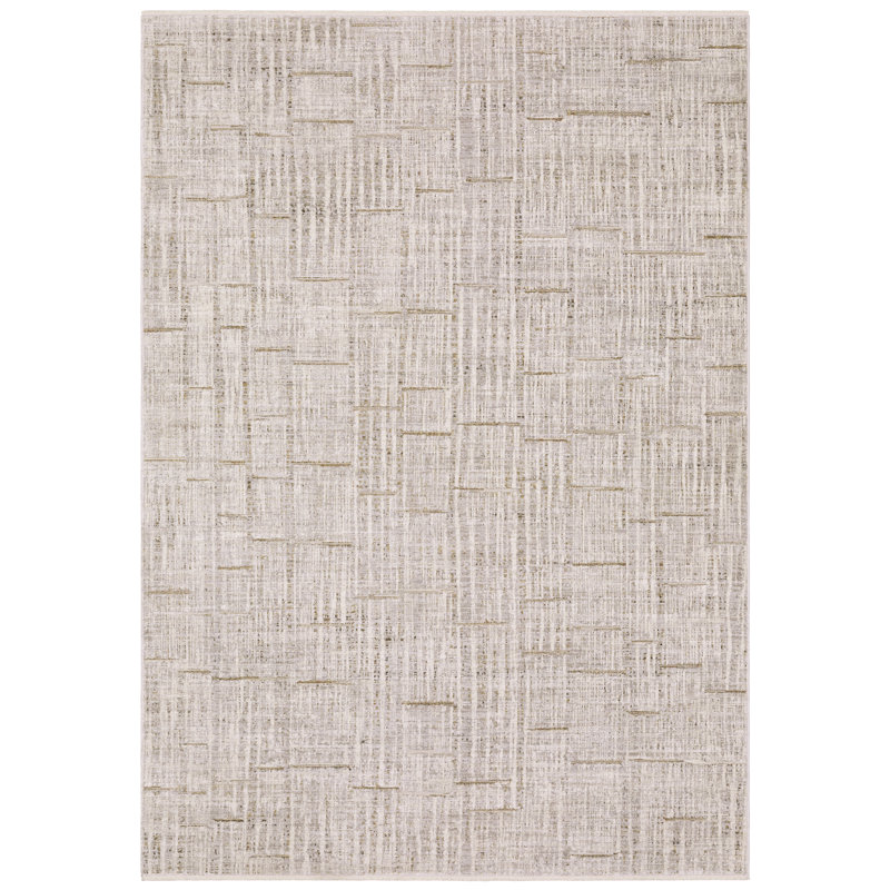 Telisa Deconstructed Grid Ivory/ Grey Area Rug, Rectangle 7'10" x 10'
