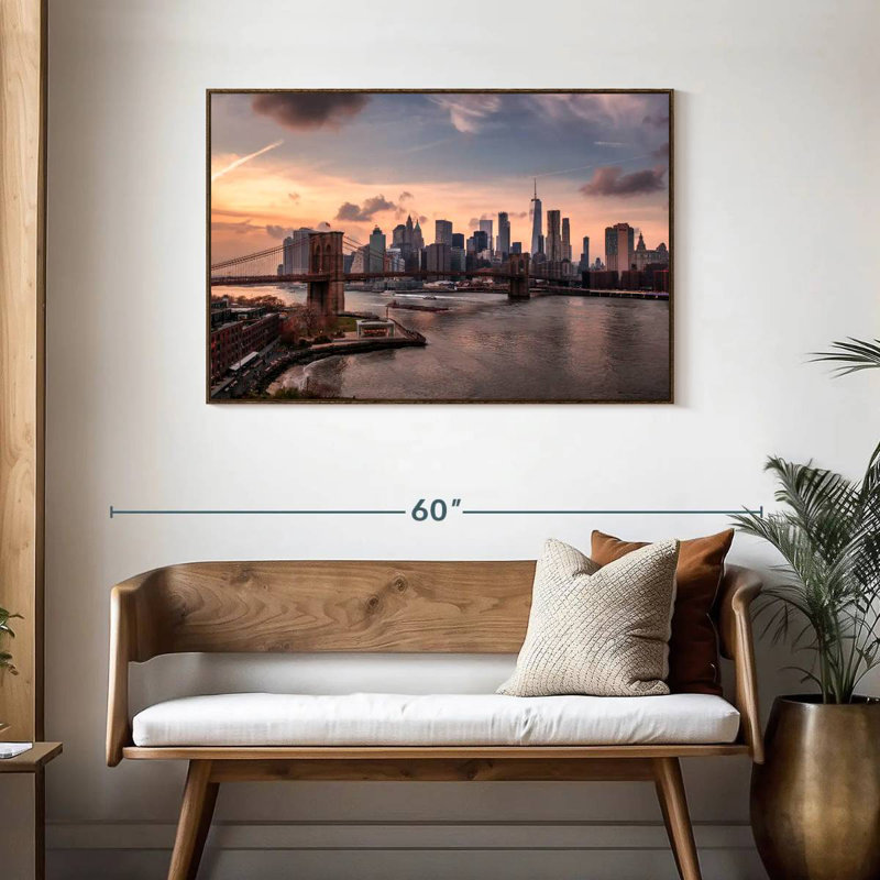 Brooklyn Dusk, Cadre flottant noyer, 43 po x 29 po