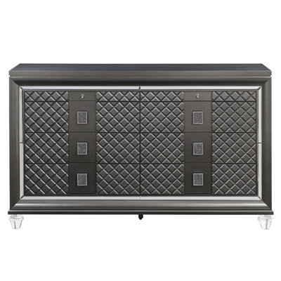 Commode 8 tiroirs Sawyer, finition gris métallique